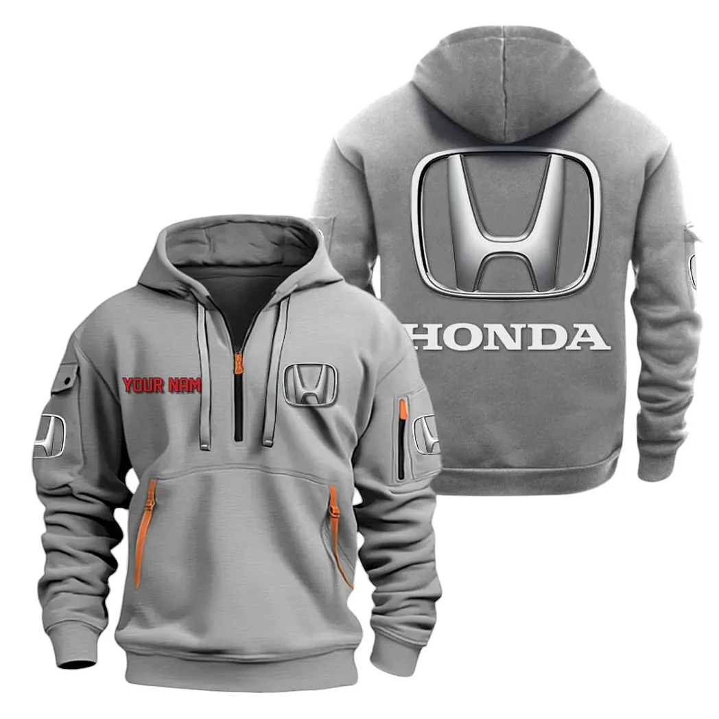 honda half zip hoodie for men gift for honda lovers car20022125690 gray nzrfv