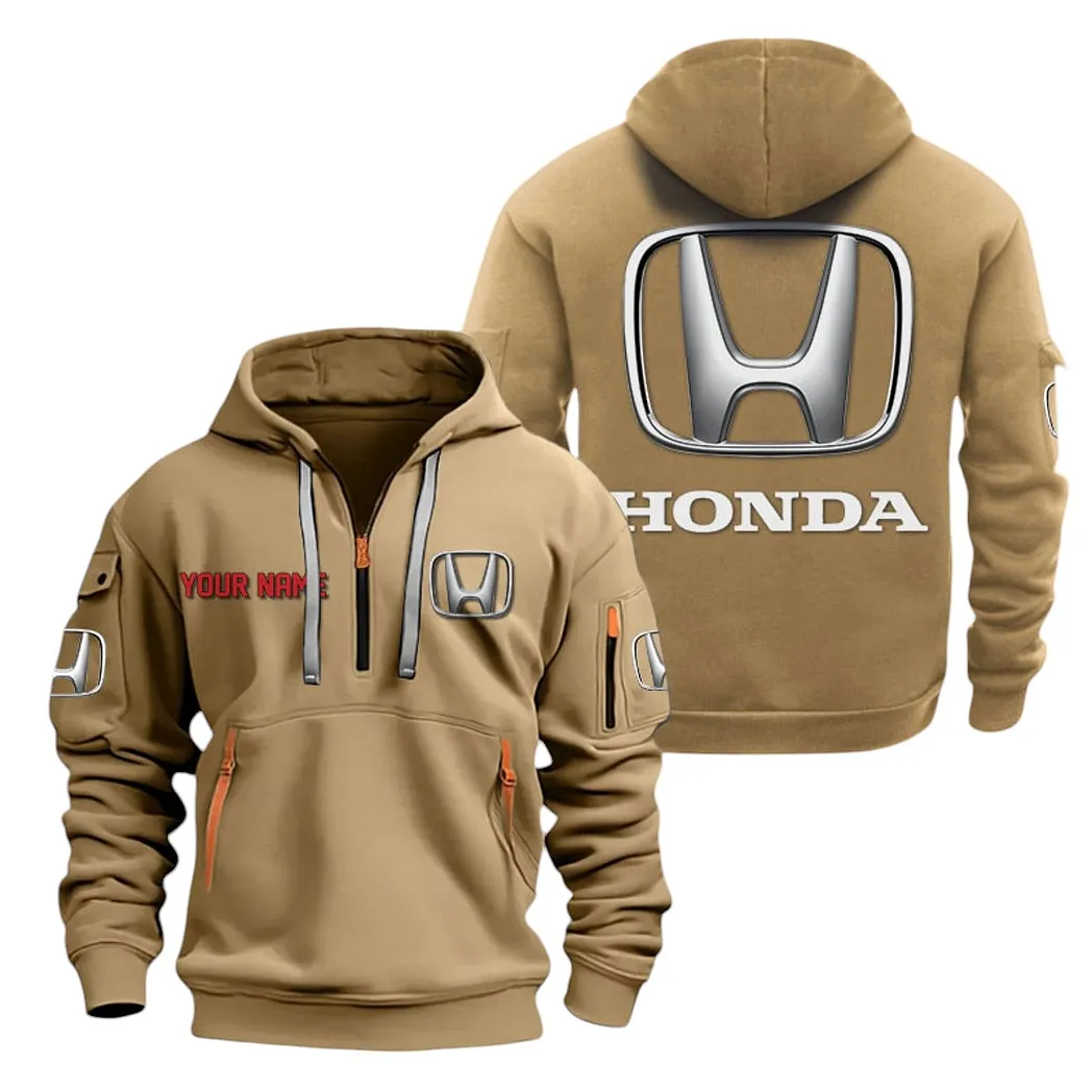 honda half zip hoodie for men gift for honda lovers car20022125690 khaki kluh5