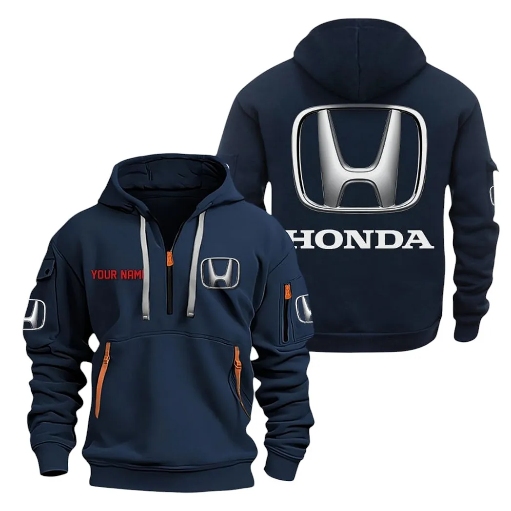 Honda Half Zip Hoodie For Men, Gift For Honda Lovers CAR20022125690 - Navy