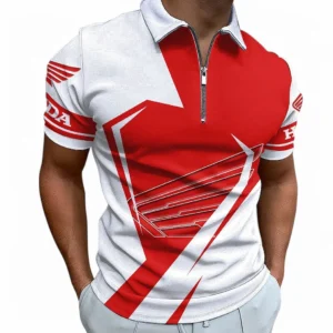 Honda Motorcycle Zipper Polo Shirt For Men, Gift For Honda Motorcycle Fan CAR68022125942