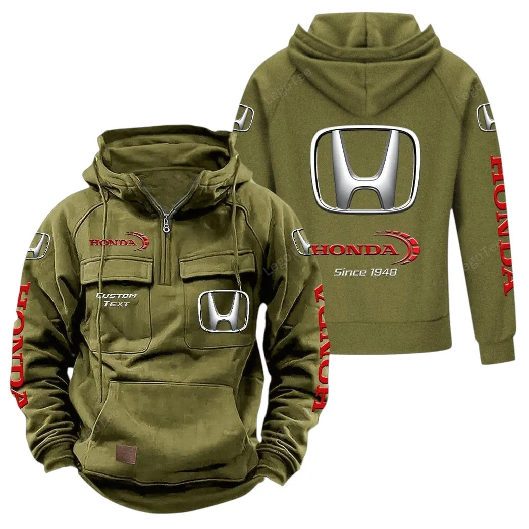 honda tactical quarter zip hoodie gift for honda lovers gift for him husband boyfriend army green car96021425687 1 78zk9