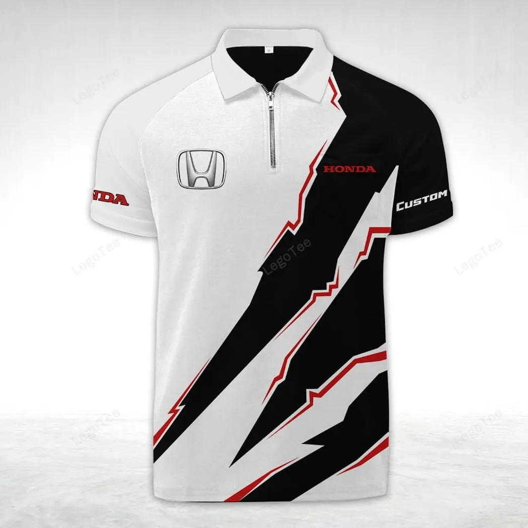 honda zipper polo shirt gift for honda lovers gift for gift for him husband boyfriend car128021025019 9q2gg