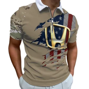 Honda Zipper Polo Shirt, All Over Print Shirt For Honda Fan CAR340213036-1