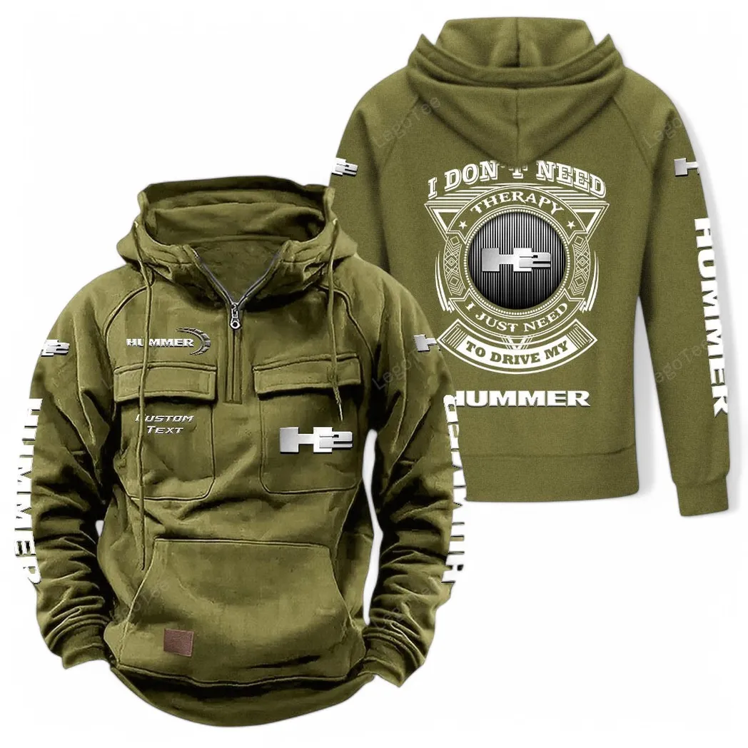 Hummer H2 Tactical Quarter Zip Hoodie CAR106021525066, Gifts For Men, Him, Husband, Boyfriend - Army Green