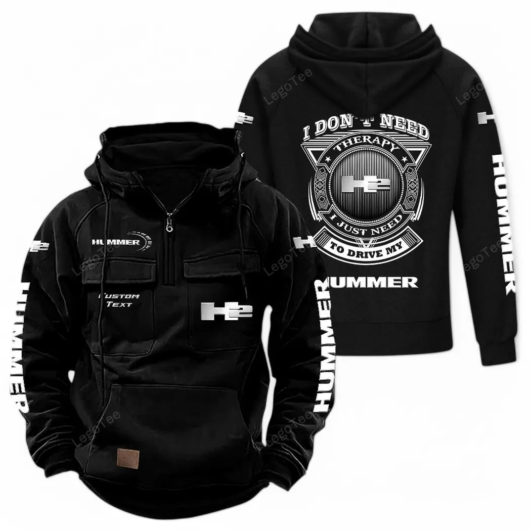 Hummer H2 Tactical Quarter Zip Hoodie CAR106021525066, Gifts For Men, Him, Husband, Boyfriend - Black