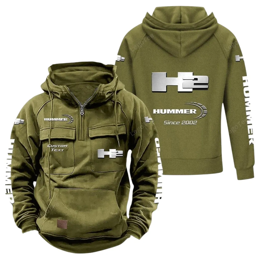 Hummer H2 Tactical Quarter Zip Hoodie, Gift For Hummer H2 Lovers, Gift For Him, Husband, Boyfriend - Army Green CAR96021425710-1