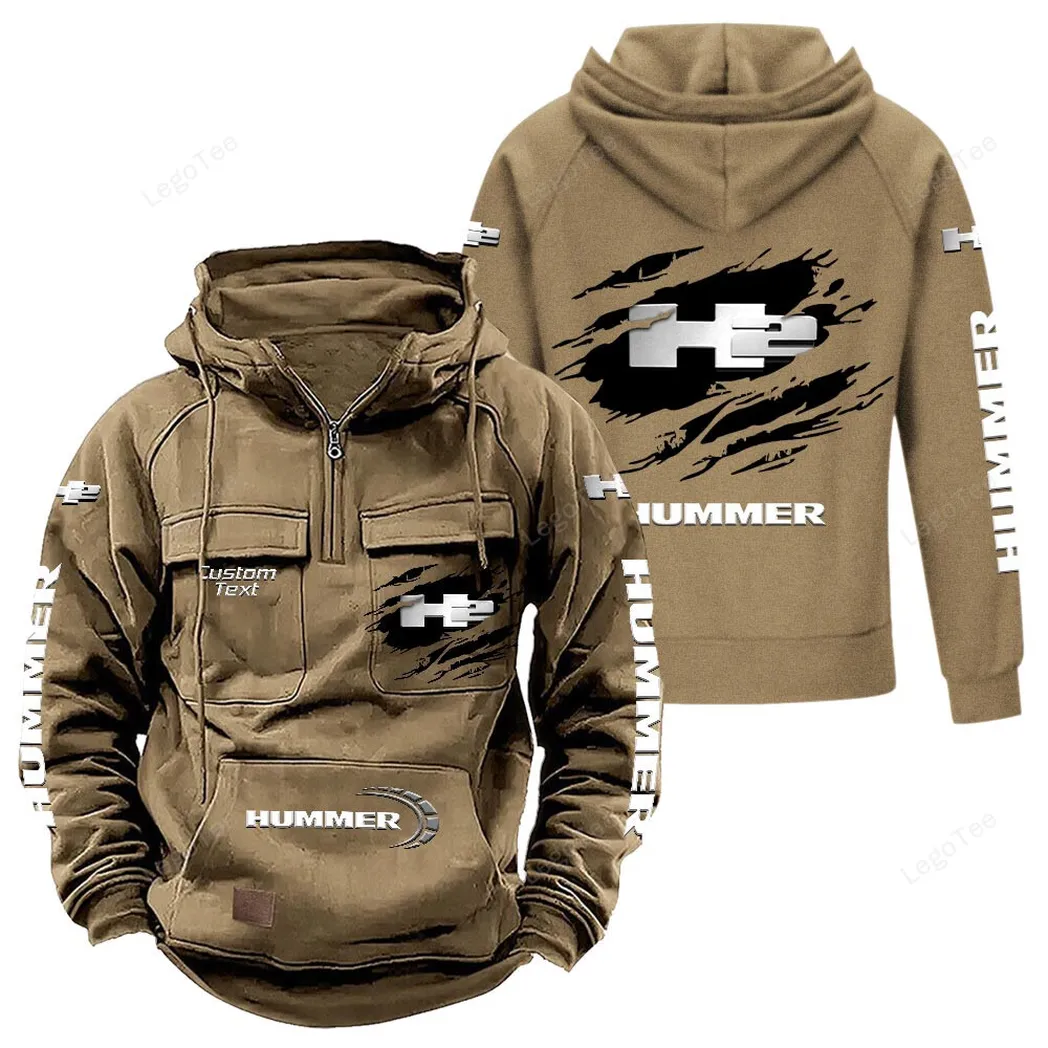 Hummer H2 Tactical Quarter Zip Hoodie, Gift For Hummer H2 Lovers, Gift For Him, Husband, Boyfriend - Khaki CAR122021425049-4