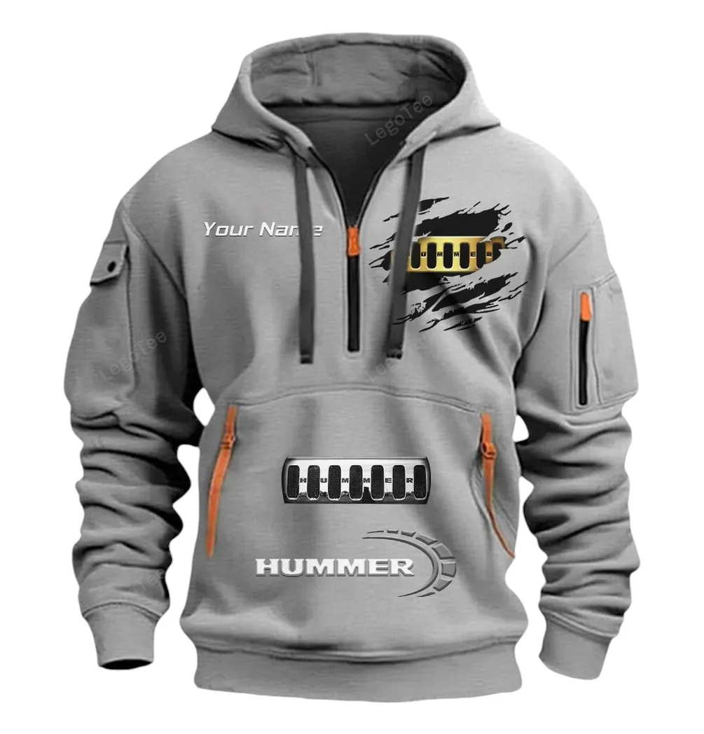 Hummer Half Zip Hoodie CAR113021425833, Best Gift for Him, Husband, Boyfriend - Gray hummer half zip hoodie car113021425833 best gift for him husband boyfriend gray ynzru