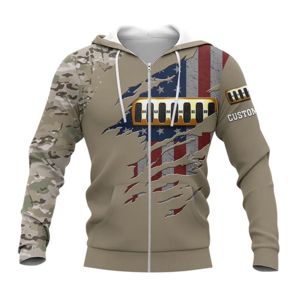 Hummer Zipper Hoodie, Gift For Hummer Lovers, Gift For Him, Husband, Boyfriend CAR46021725041-3