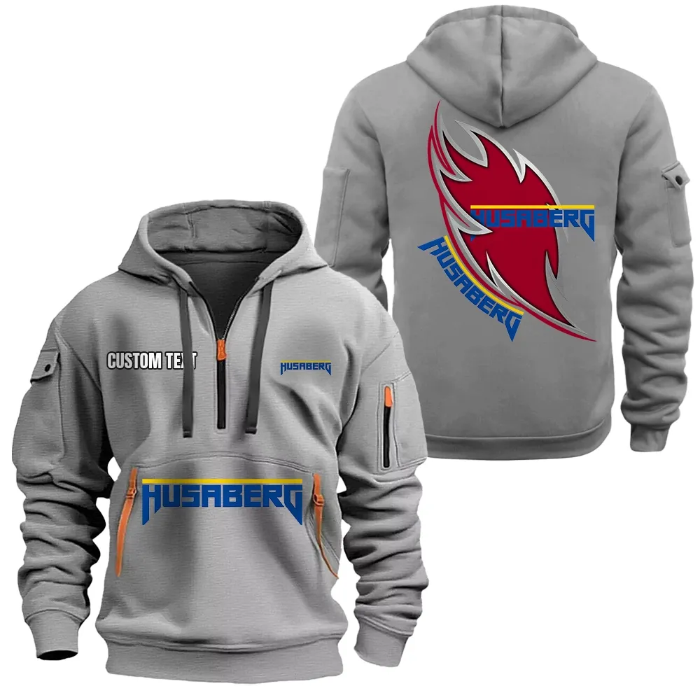 Husaberg Hoodie Half Zipper CAR1701112099, CAR All Over Print Hoodie Half Zipper - Gray