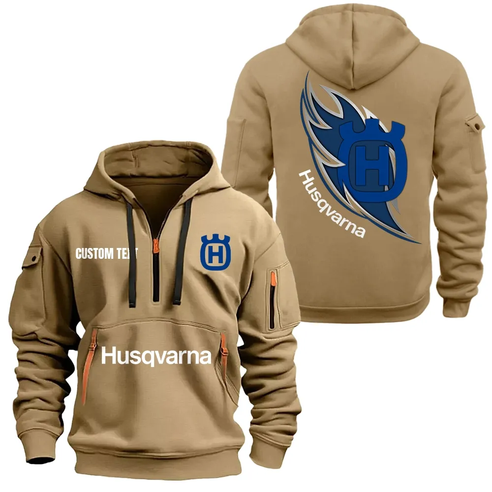 Husqvarna Hoodie Half Zipper CAR1701112100, CAR All Over Print Hoodie Half Zipper - Khaki