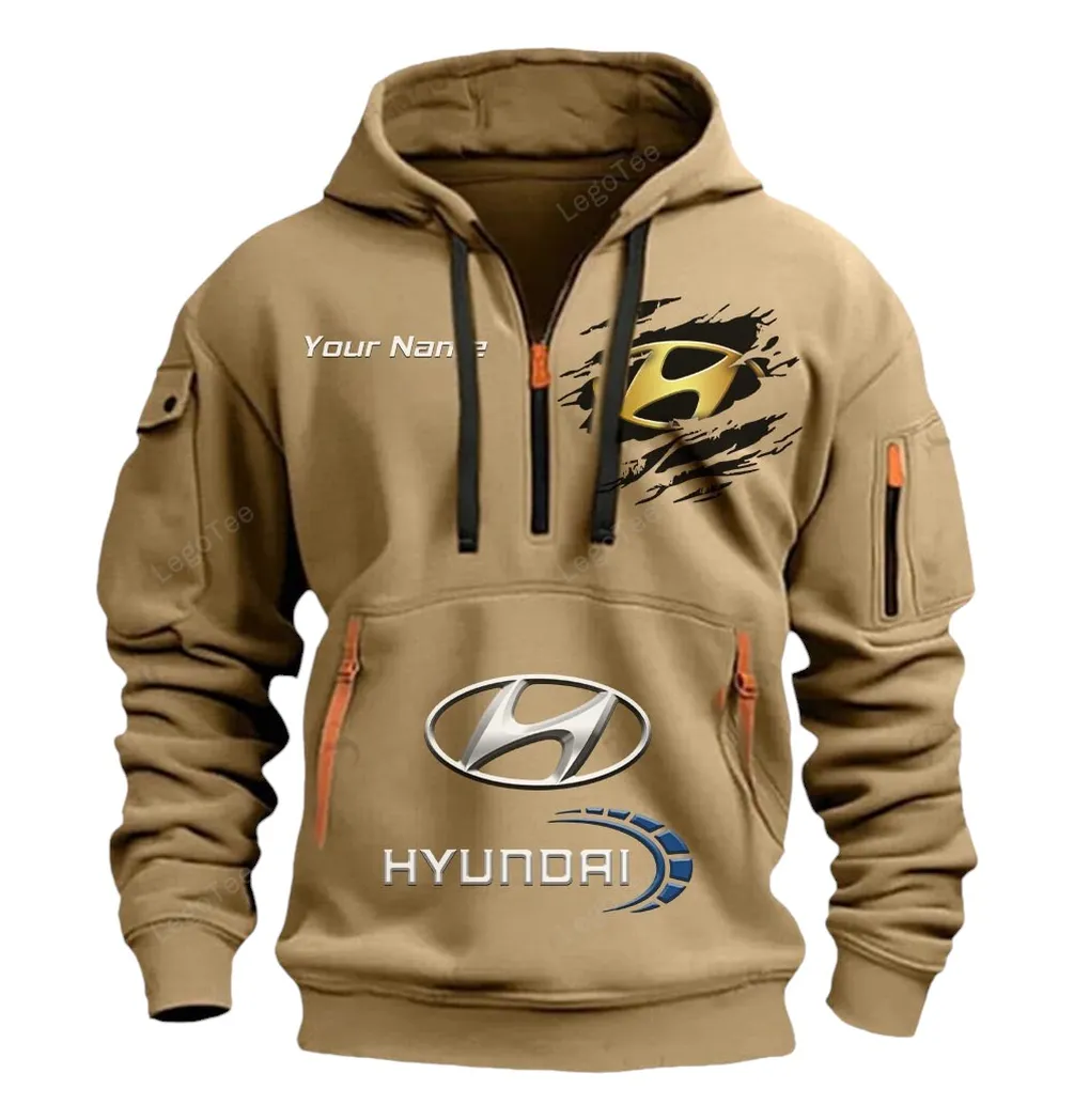 hyundai half zip hoodie car113021425854 best gift for him husband boyfriend khaki