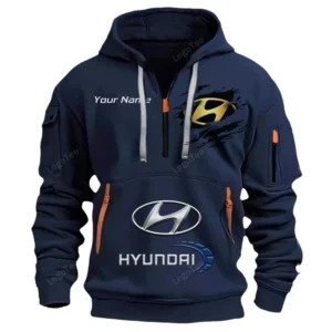 Hyundai Half Zip Hoodie CAR113021425854, Best Gift for Him, Husband, Boyfriend - Navy