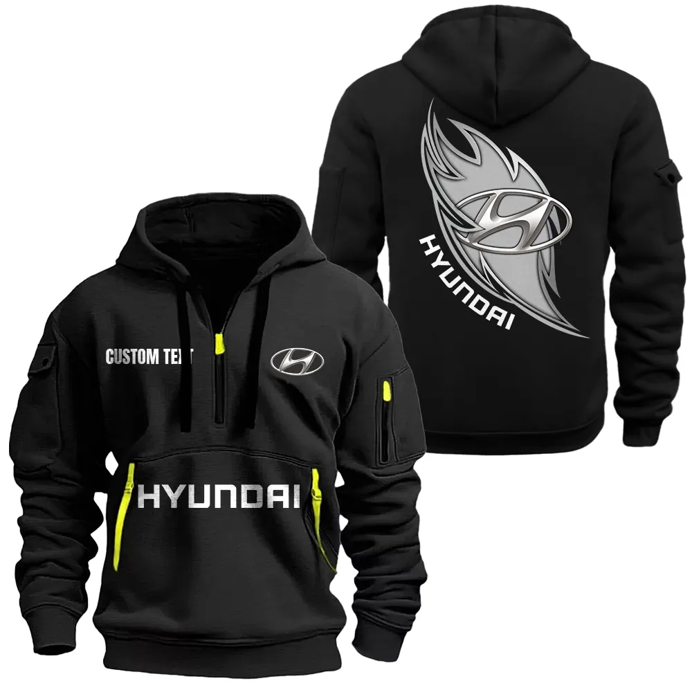 hyundai hoodie half zipper car1701112101 car all over print hoodie half zipper black