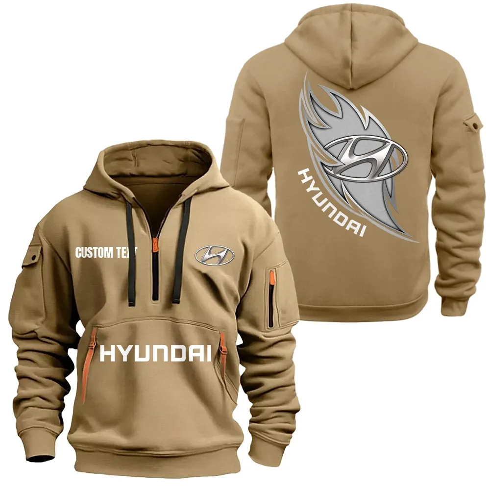 Hyundai Hoodie Half Zipper CAR1701112101, CAR All Over Print Hoodie Half Zipper - Khaki