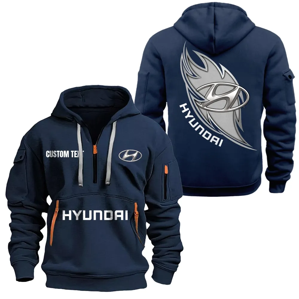 Hyundai Hoodie Half Zipper CAR1701112101, CAR All Over Print Hoodie Half Zipper - Navy