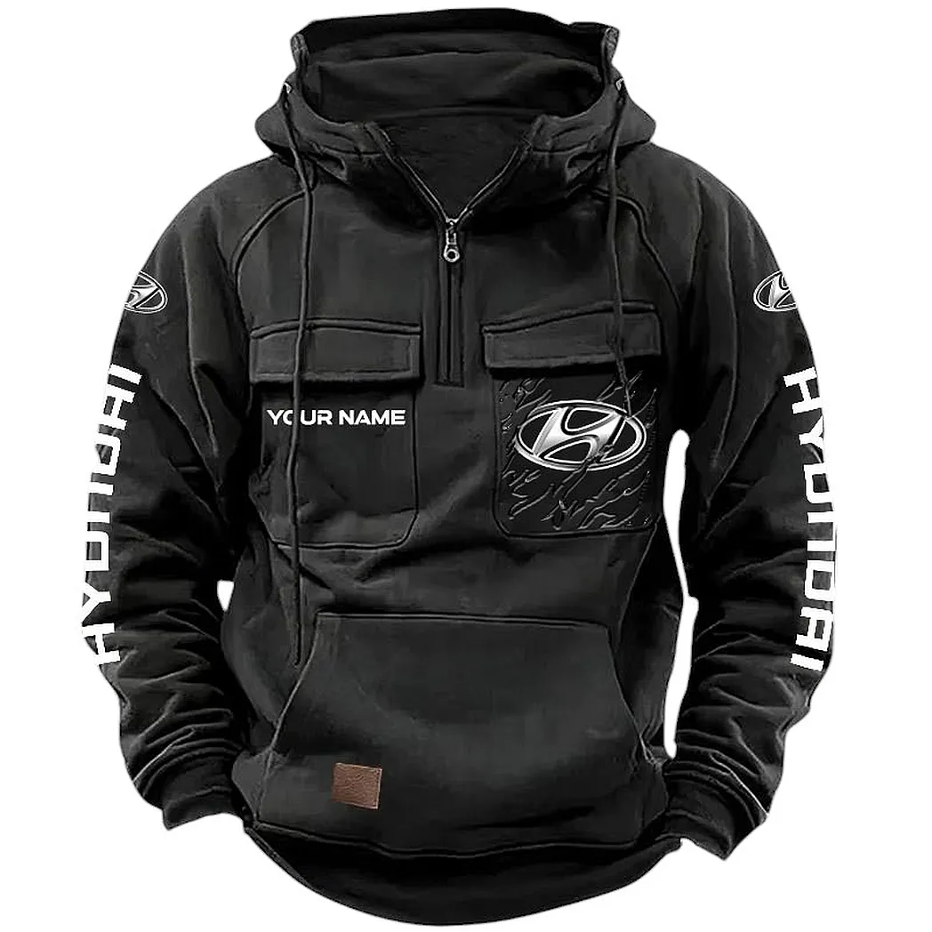 Hyundai Hoodie Tactical Quarter Zip, Gift For Hyundai Lovers CAR164022425137 - Black