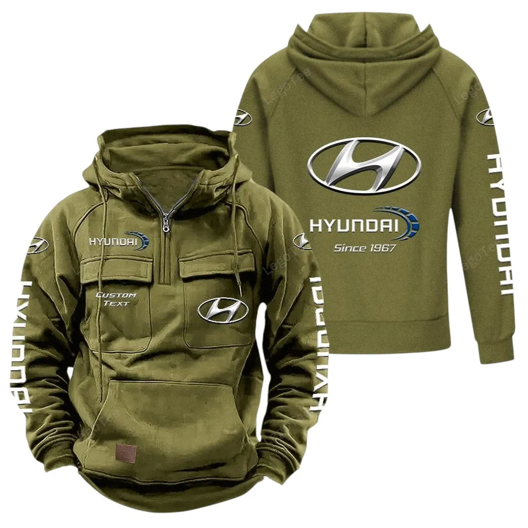Hyundai Tactical Quarter Zip Hoodie, Gift For Hyundai Lovers, Gift For Him, Husband, Boyfriend - Army Green CAR96021425679-1