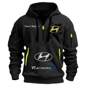 Hyundai Tucson Half Zip Hoodie CAR113021425805, Best Gift for Him, Husband, Boyfriend - Black