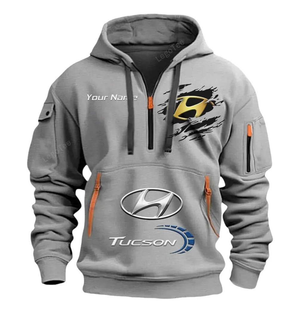 Hyundai Tucson Half Zip Hoodie CAR113021425805, Best Gift for Him, Husband, Boyfriend - Gray hyundai tucson half zip hoodie car113021425805 best gift for him husband boyfriend gray hcmnz
