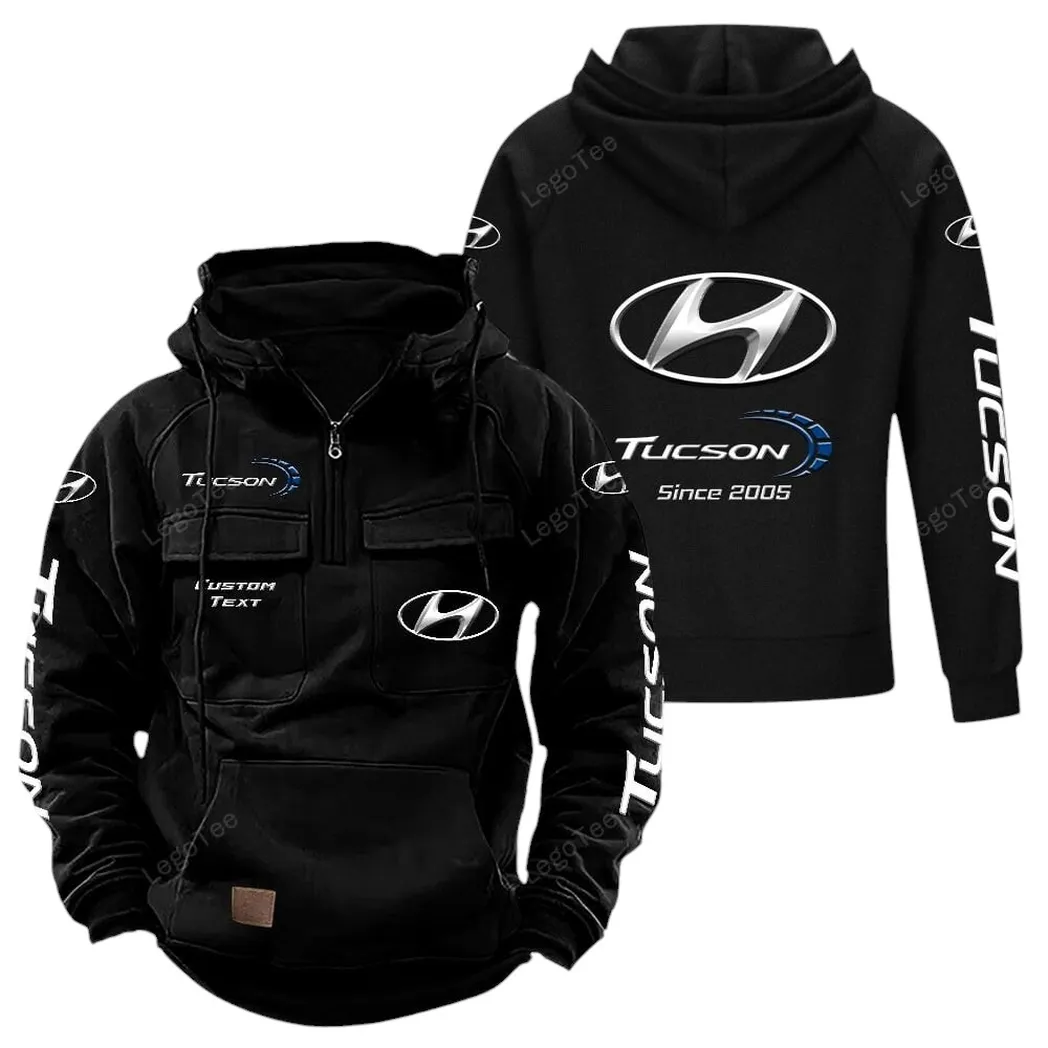 Hyundai Tucson Tactical Quarter Zip Hoodie, Gift For Hyundai Tucson Lovers, Gift For Him, Husband, Boyfriend - Black CAR96021425676-2