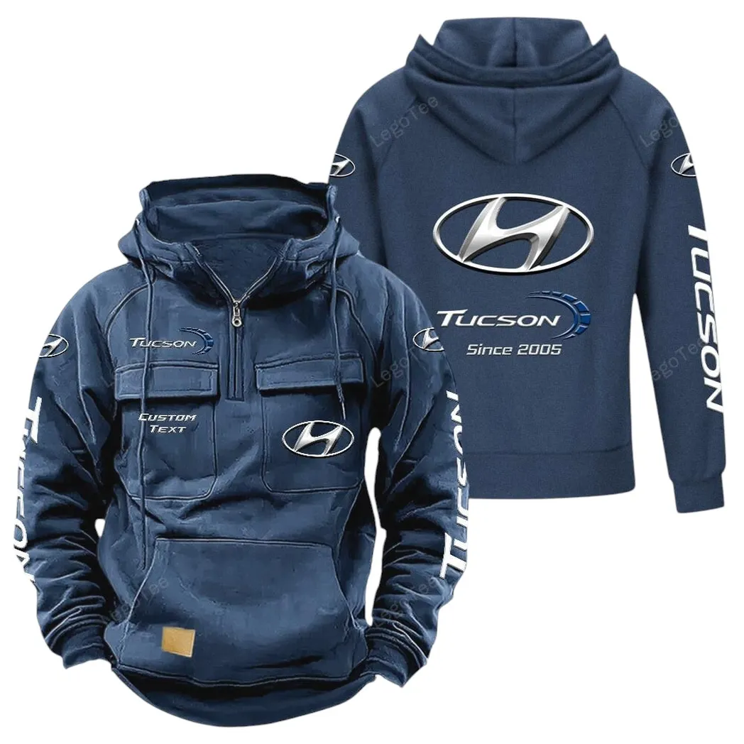 Hyundai Tucson Tactical Quarter Zip Hoodie, Gift For Hyundai Tucson Lovers, Gift For Him, Husband, Boyfriend - Dark Blue CAR96021425676-3