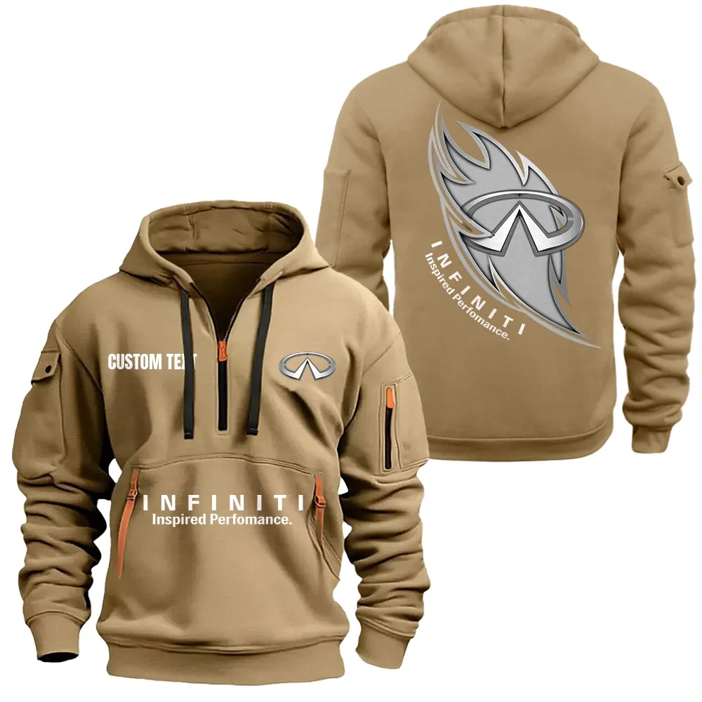 Infiniti Hoodie Half Zipper CAR1701112103, CAR All Over Print Hoodie Half Zipper - Khaki
