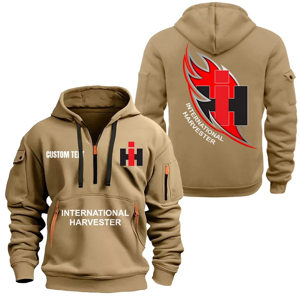 international harvester hoodie half zipper car1701112104 car all over print hoodie half zipper khaki gmb3k