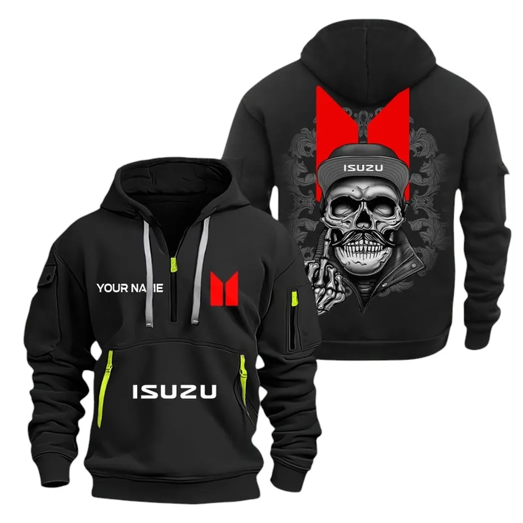 isuzu half zip hoodie for men gift for isuzu fan car166022625119 black so08z