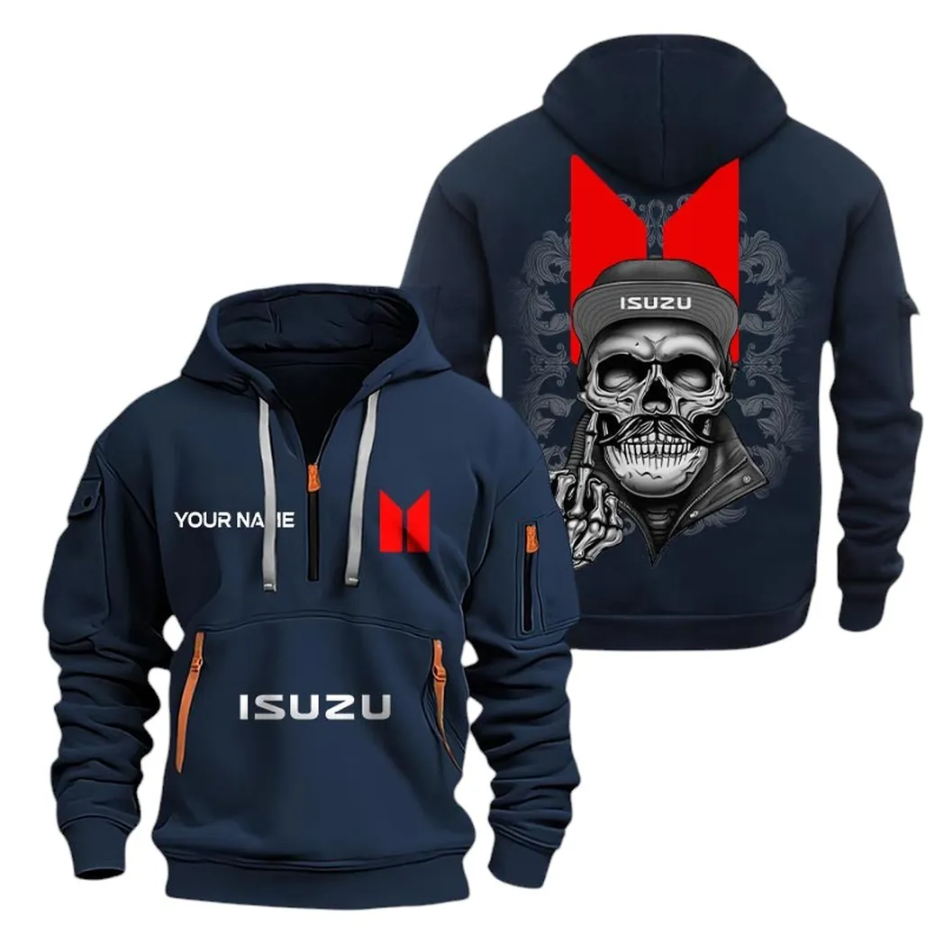 isuzu half zip hoodie for men gift for isuzu fan car166022625119 navy baimc