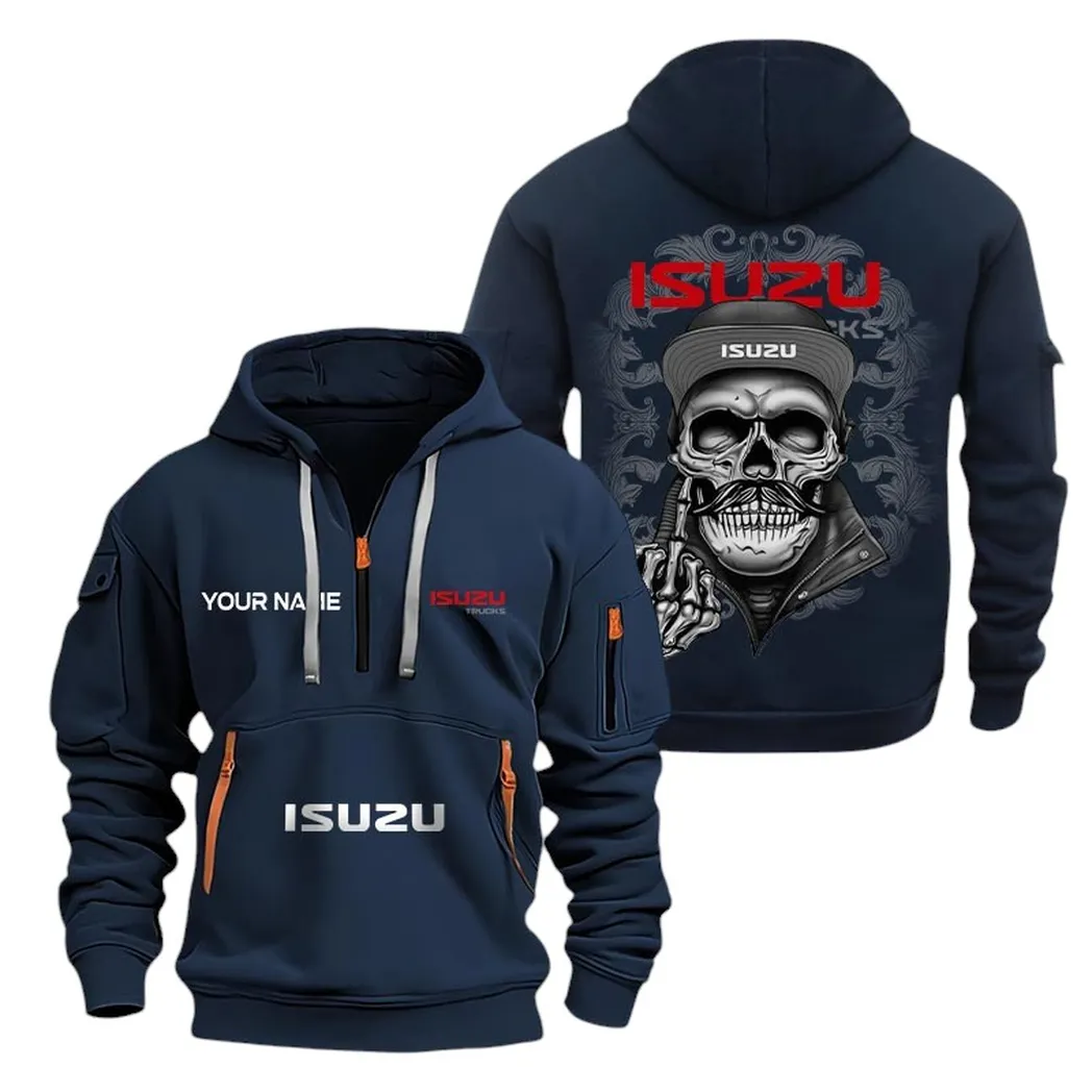 Isuzu Half Zip Hoodie For Men, Gift For Isuzu Fan CAR166022625223 - Navy