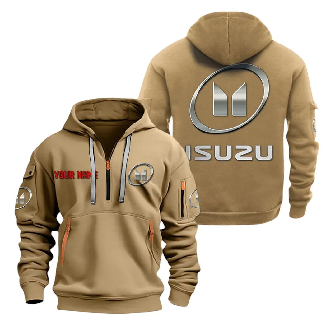 isuzu half zip hoodie for men gift for isuzu lovers car20022125728 khaki hivsw