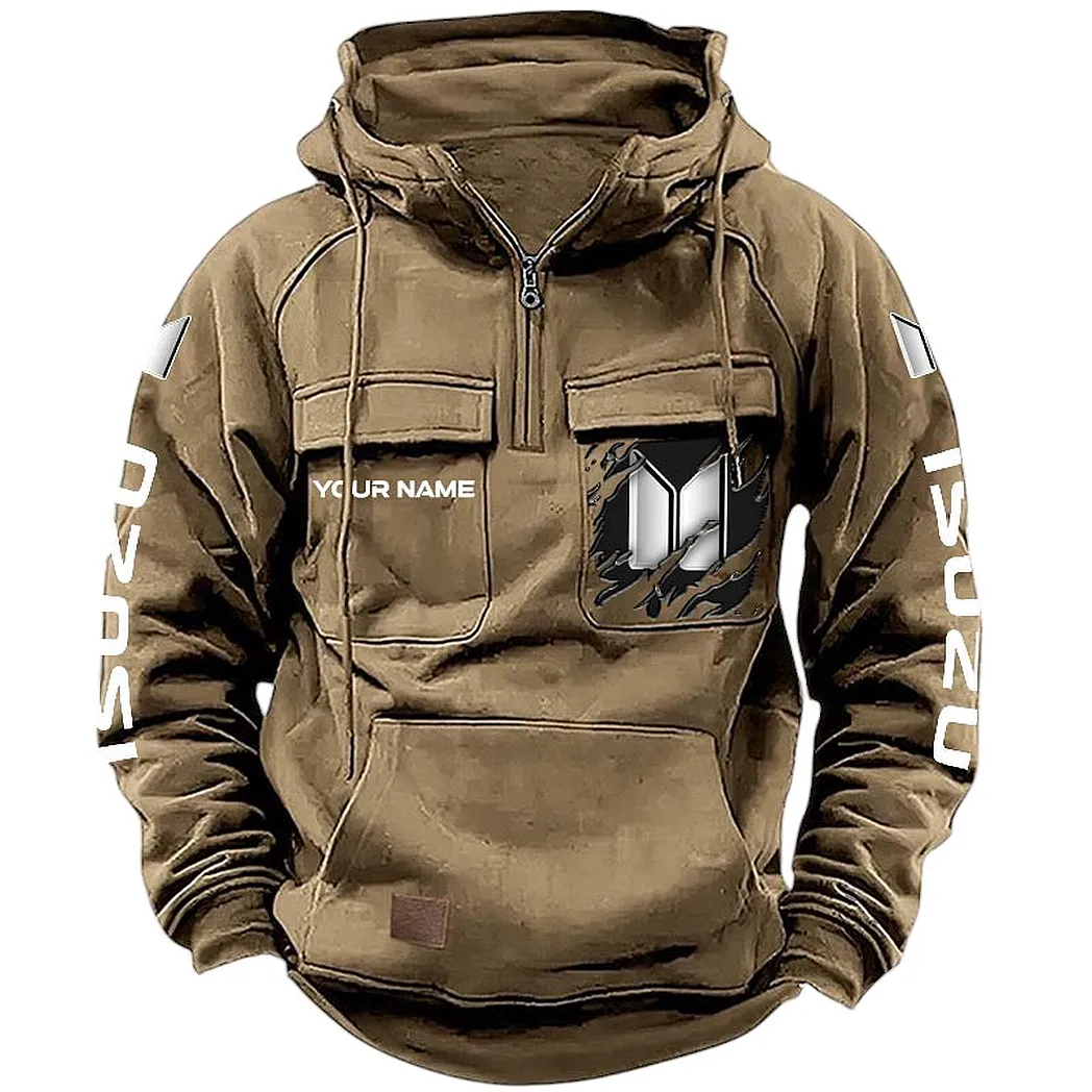 Isuzu Hoodie Tactical Quarter Zip, Gift For Isuzu Lovers CAR164022425141 - Khaki