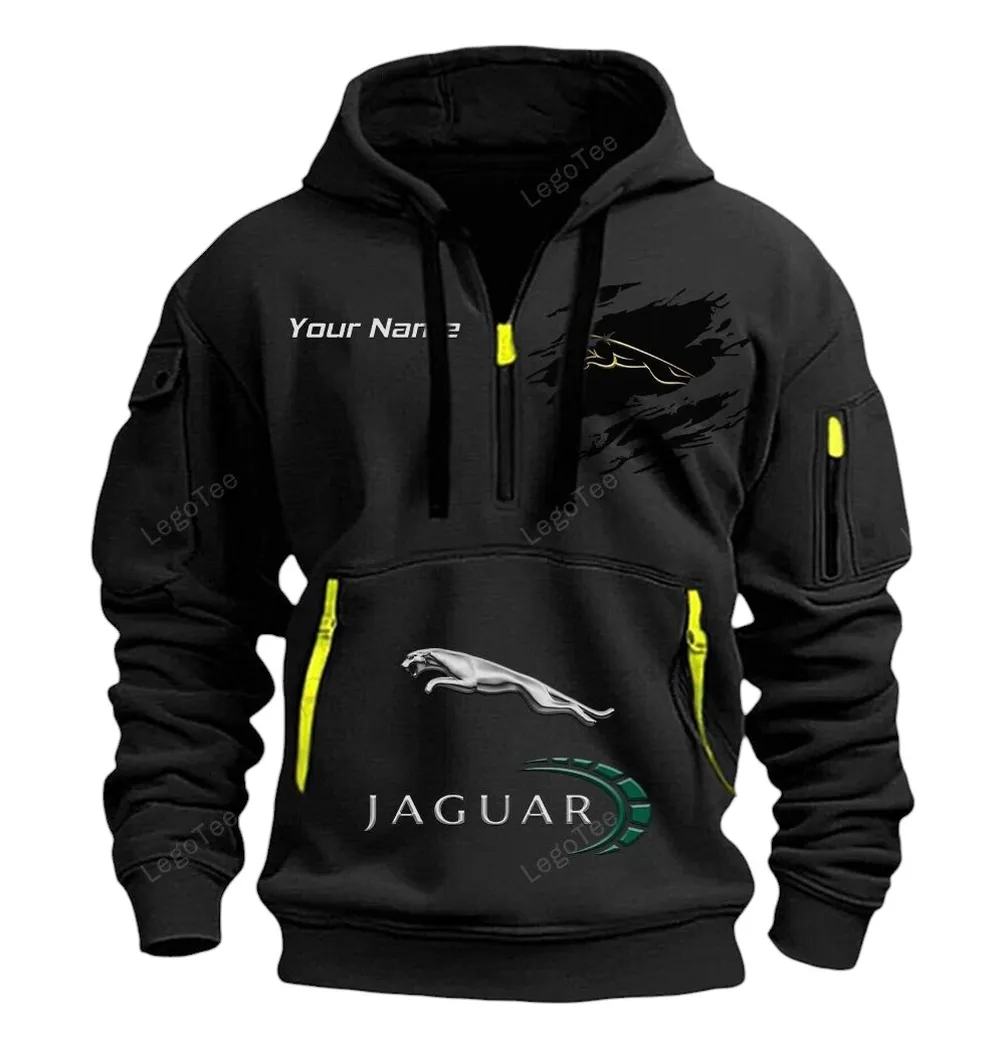 jaguar cars half zip hoodie car113021425785 best gift for him husband boyfriend black aqog0