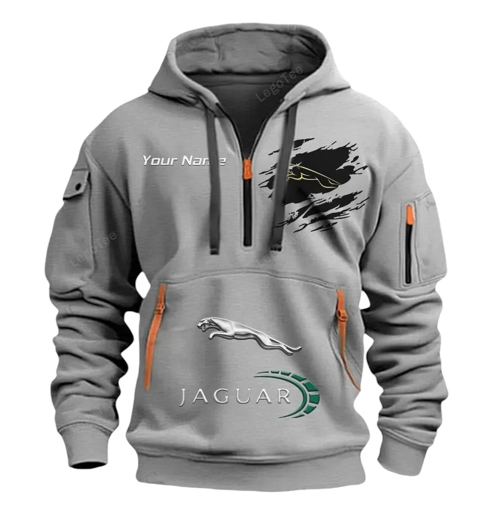 jaguar cars half zip hoodie car113021425785 best gift for him husband boyfriend gray pdbdh