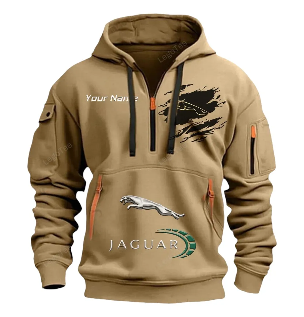 jaguar cars half zip hoodie car113021425785 best gift for him husband boyfriend khaki
