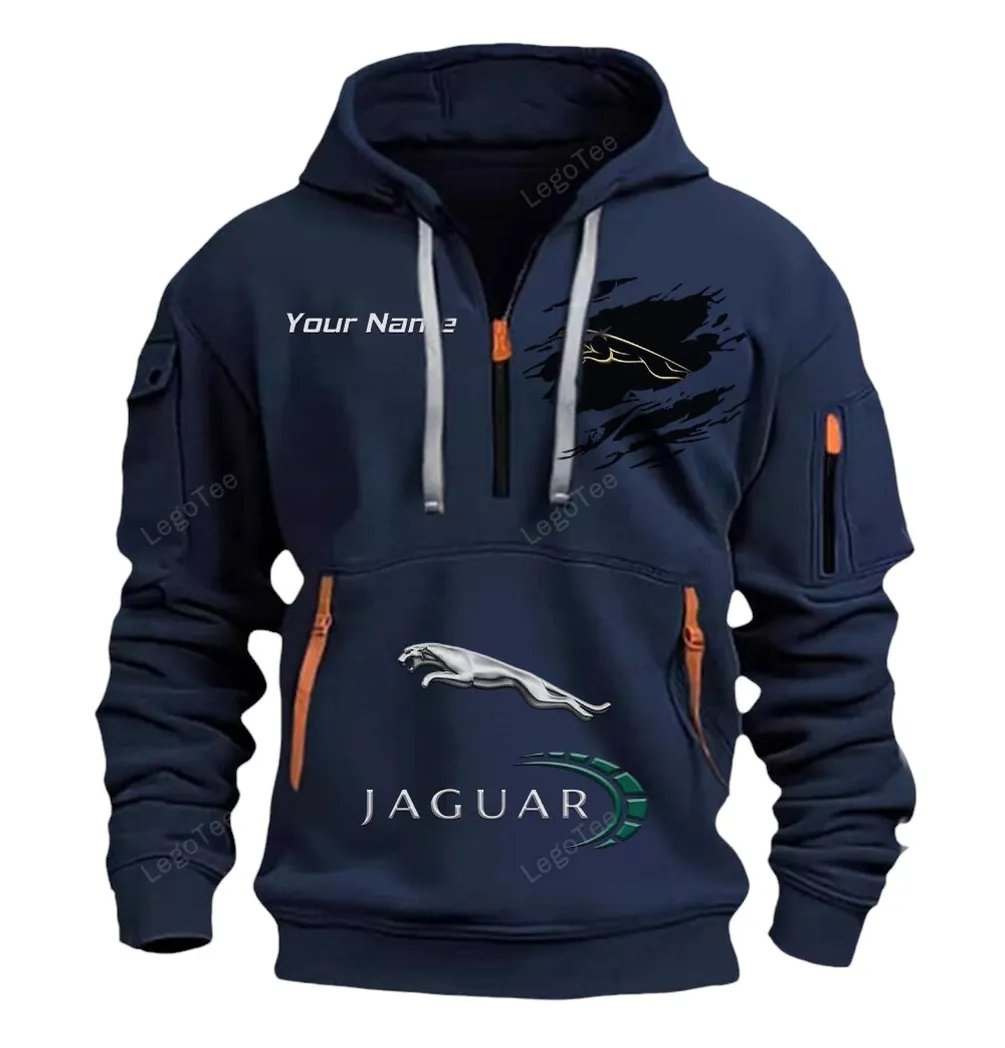 jaguar cars half zip hoodie car113021425785 best gift for him husband boyfriend navy cq5ld