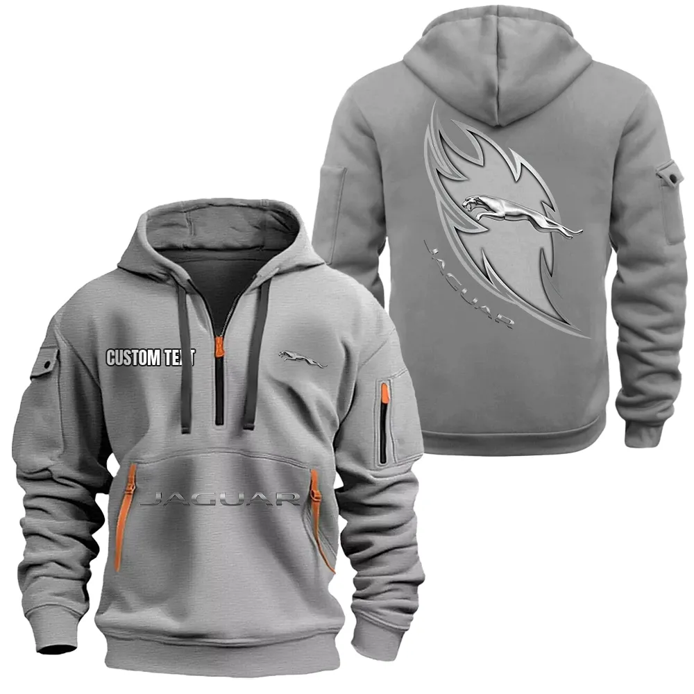Jaguar Cars Hoodie Half Zipper CAR1701112105, CAR All Over Print Hoodie Half Zipper - Gray
