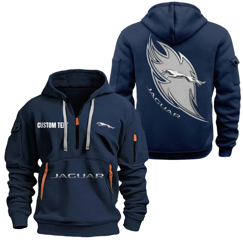 Jaguar Cars Hoodie Half Zipper CAR1701112105, CAR All Over Print Hoodie Half Zipper - Navy