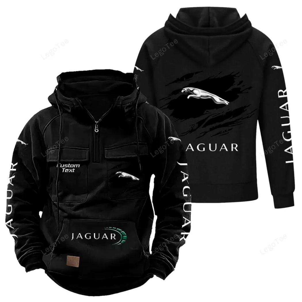 Jaguar Cars Tactical Quarter Zip Hoodie, Gift For Jaguar Cars Lovers, Gift For Him, Husband, Boyfriend - Black CAR122021425009-2