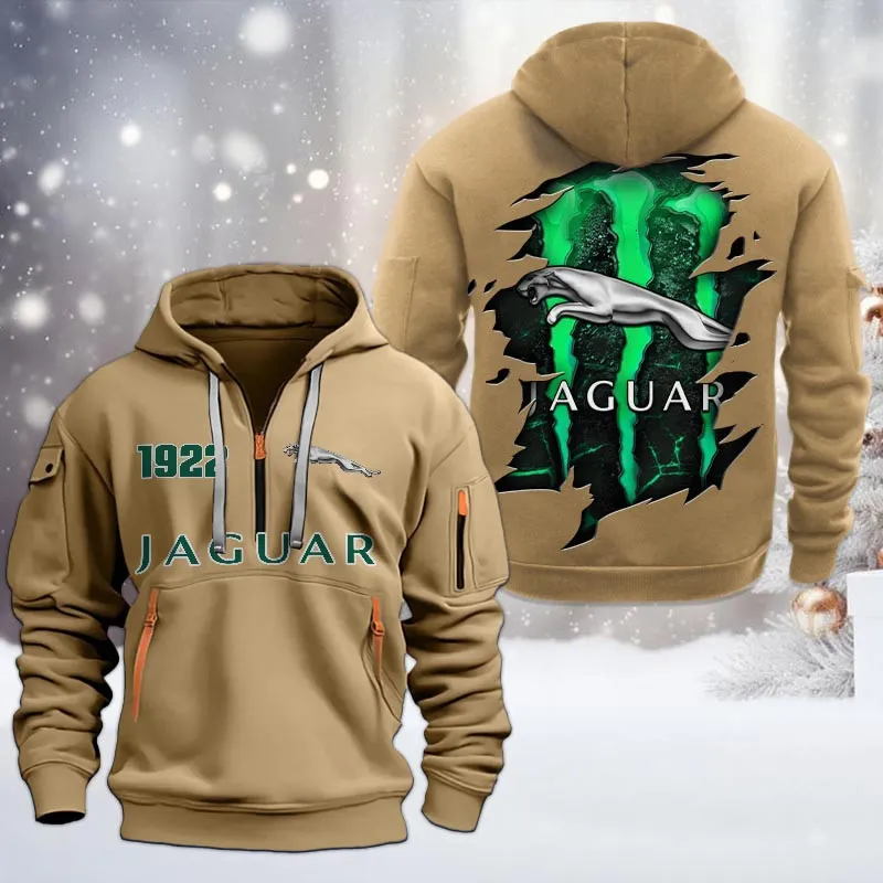 jaguar half zip hoodie all over print half zip hoodies for men car198032778 khaki qohmq