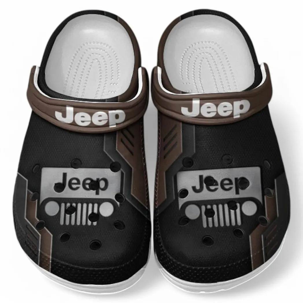 Jeep Crocs Shoes, Clogs Men Women, Gift For Jeep Fan CAR185031525251 - Brown