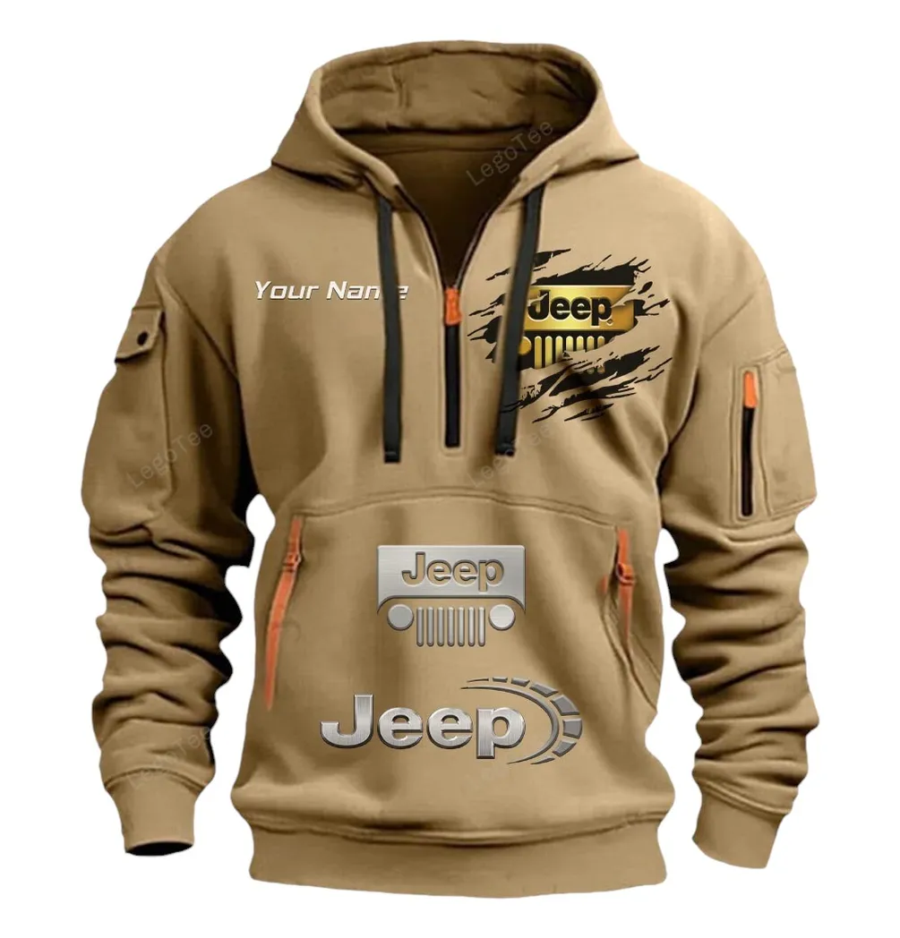 jeep half zip hoodie car113021425823 best gift for him husband boyfriend khaki ocnrf