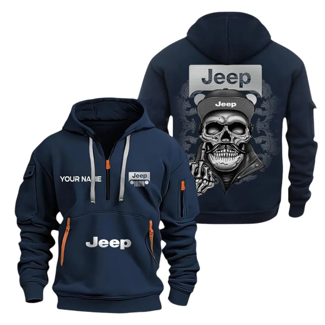 Jeep Half Zip Hoodie For Men, Gift For Jeep Fan CAR166022625118 - Navy
