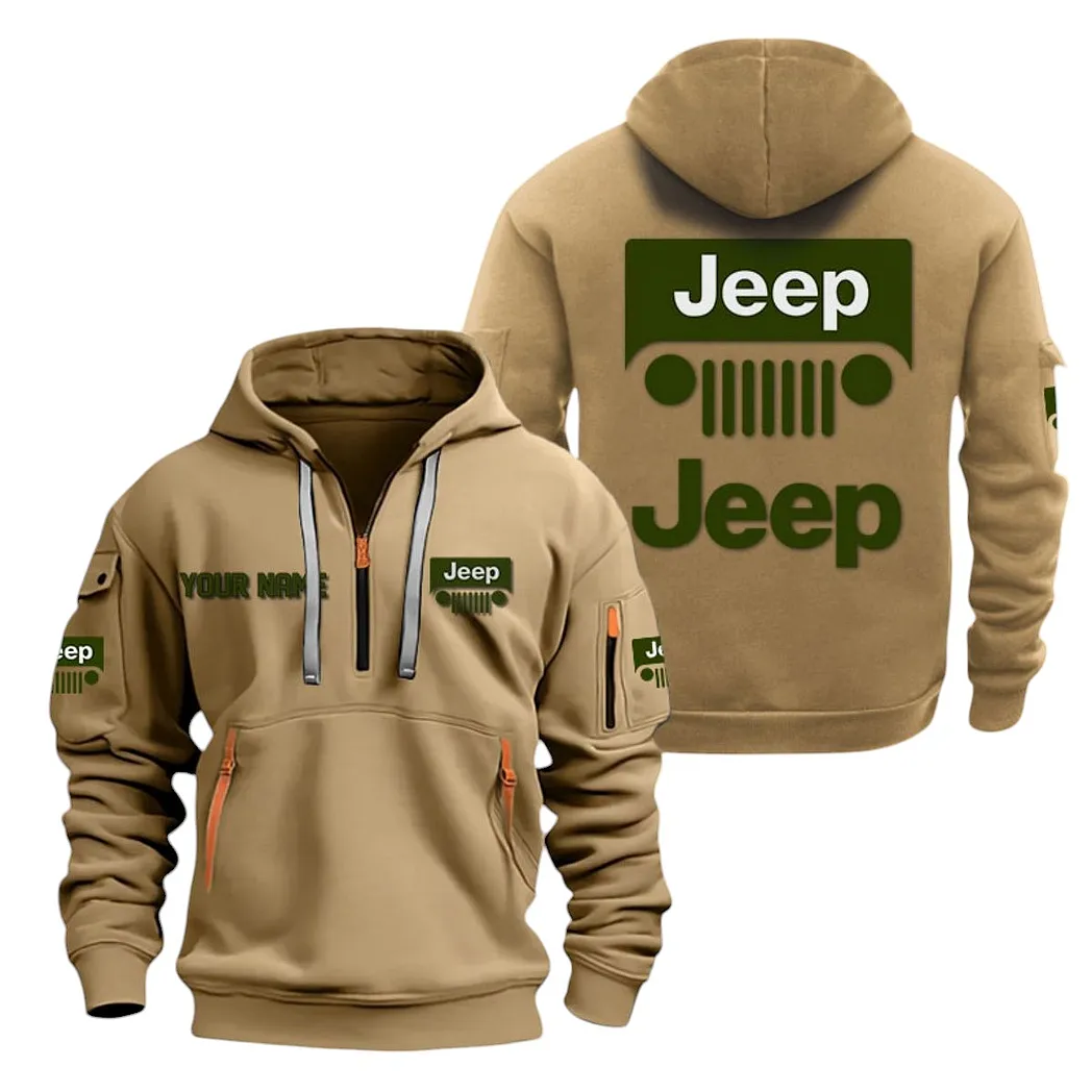 jeep half zip hoodie for men gift for jeep lovers car20022125756 khaki jaano