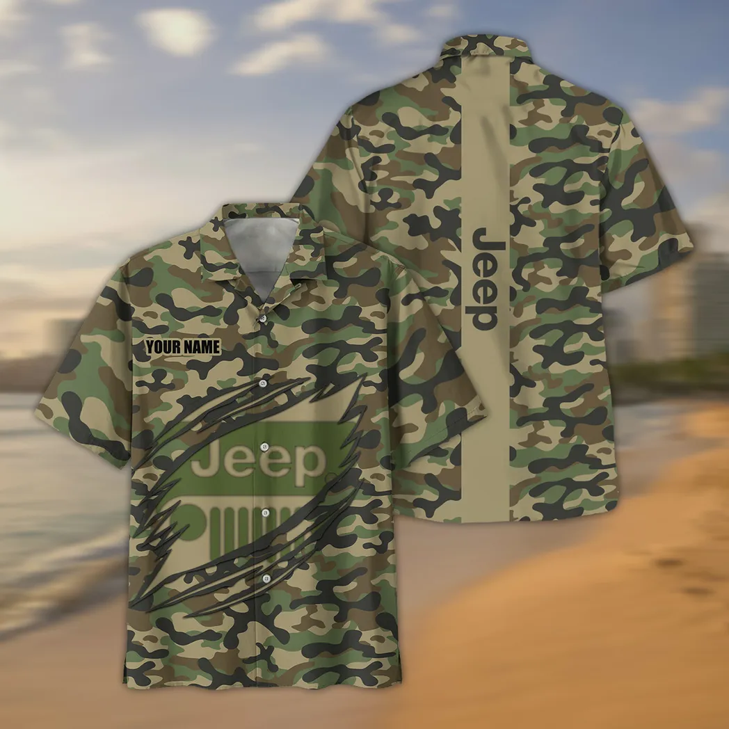 Jeep Hawaiian Shirt Style Camo Oversized Hawaiian CAR210040825711