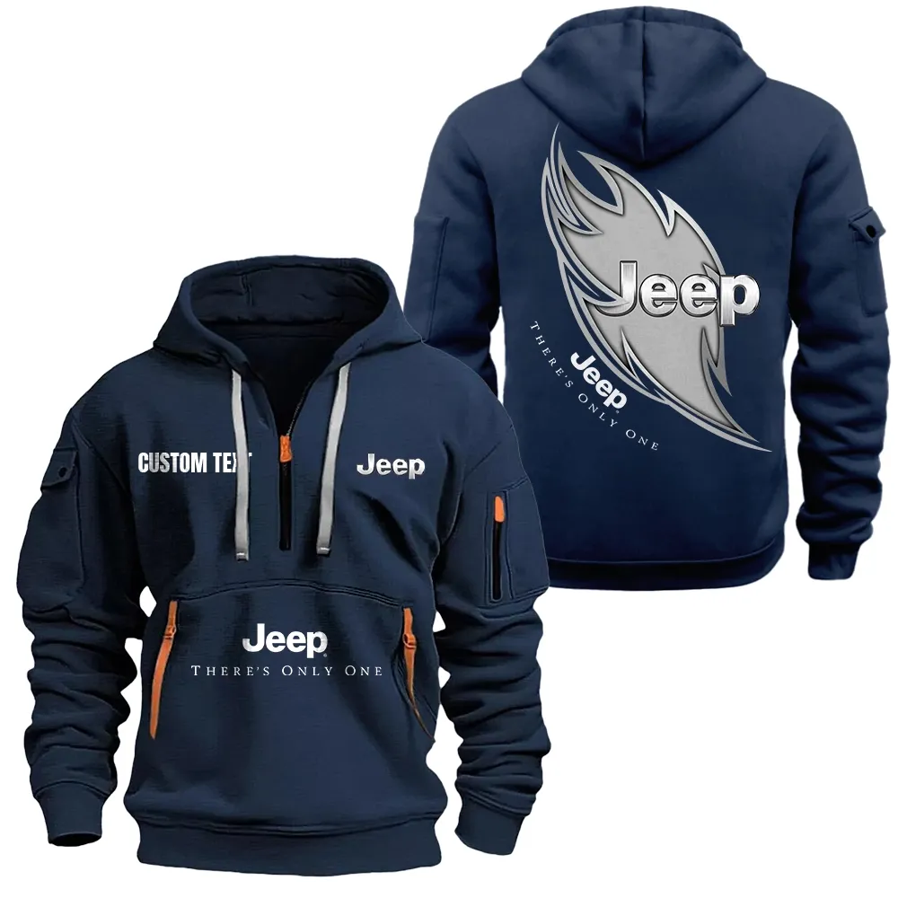 Jeep Hoodie Half Zipper CAR1701112106, CAR All Over Print Hoodie Half Zipper - Navy