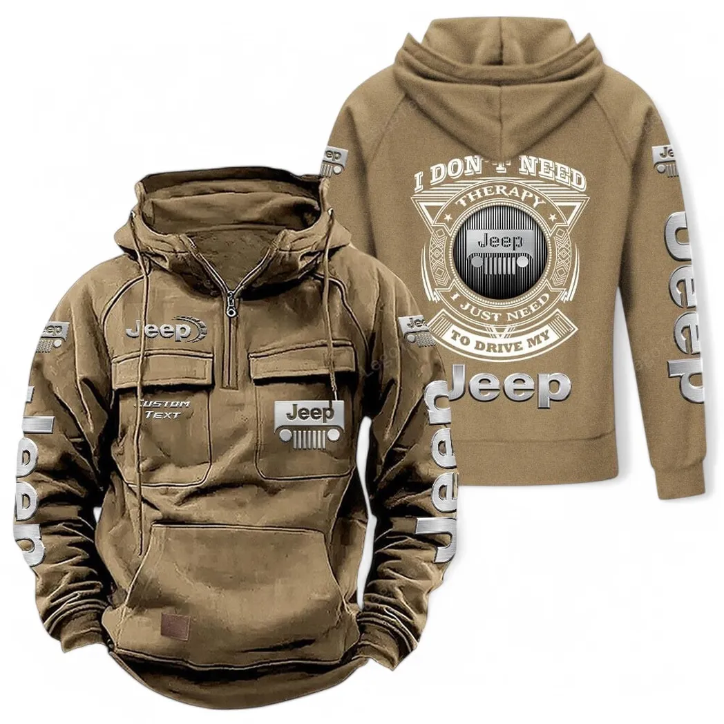 jeep tactical quarter zip hoodie car106021525004 gifts for men him husband boyfriend khaki kvbso