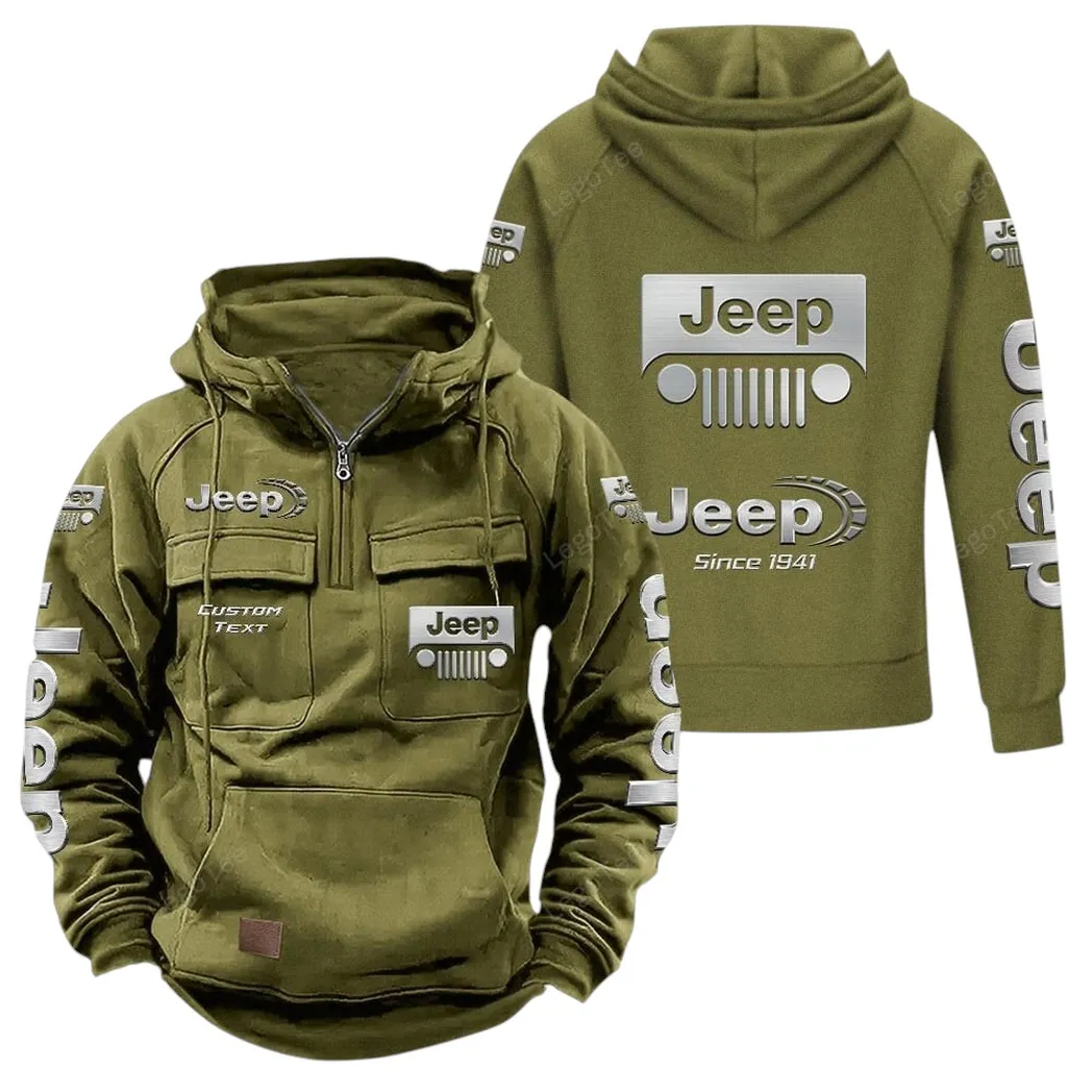 jeep tactical quarter zip hoodie gift for jeep lovers gift for him husband boyfriend army green car96021425671 1 vo8mb