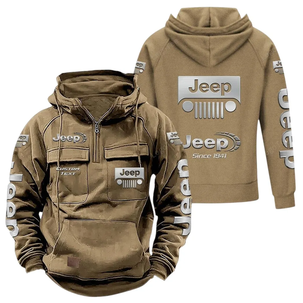 jeep tactical quarter zip hoodie gift for jeep lovers gift for him husband boyfriend khaki car96021425671 4 k3jed